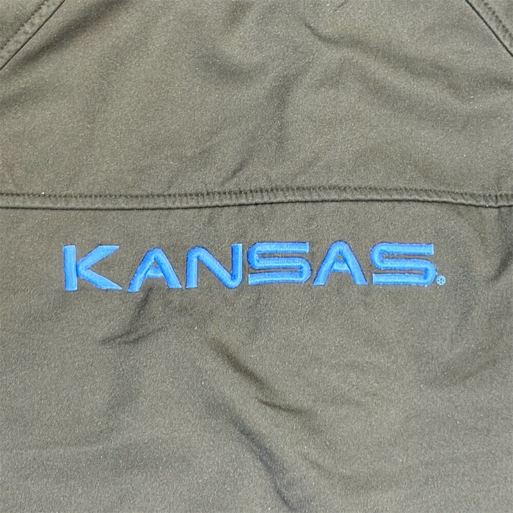 Columbia Kansas Jayhawks KU Mens L Black Windbreaker Jacket Fleece Lined Zip Ful - Picture 3 of 10